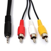 AV Cable 3.5mm Stereo Jack Plug to 3x Phono Plug 1 m Black Photo