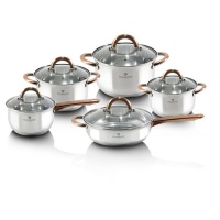 Blaumann Blauman 10-Piece Stainless Steel Gourmet Line Cookware Set - Silver-Copper Photo