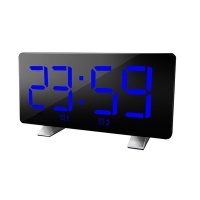 Digital Big LED Display USB Chord Harmonic Sound Alarm Clock-Blue Light Photo