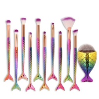 11 Piece Multicolor Mermaid Makeup Brushes Set Photo