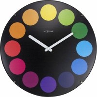 NeXtime 35cm Dots Dome Glass Round Wall Clock - Black Photo