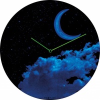 NeXtime 35cm New Moon Dome Glow-In-The-Dark Glass Wall Clock Photo