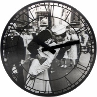 NeXtime 39.5cm Kiss Me In New York Plastic Round Wall Clock - 3D Black Photo