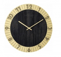 NeXtime 35cm Flare Metal and Wood Round Wall Clock - Gold Photo