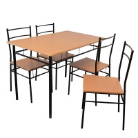 Harbour Housewares 5 Piece Set Rectangular Wooden Dining Table & Chairs Photo