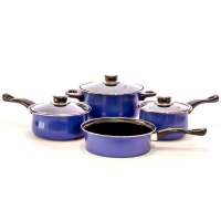 7 pieces Non Stick Carbon Steel Cookware Set-Blue Photo