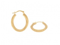 9ct Gold Oval Faceted Hoop Earrings. Photo