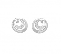 925 Sterling Silver CZ Circle Stud Earrings. Photo