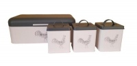 Rooster Range Bread Bin With 3 pieces Canister Photo