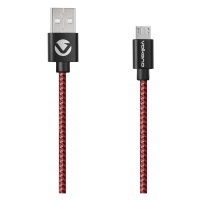 Volkano Braids Series Nylon Braided Micro USB Cable - 1.2m - Black & Red Photo