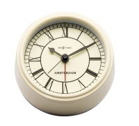 NeXtime 11cm Small Amsterdam Metal Round Alarm Clock - Cream Photo
