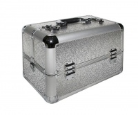 Aluminum Makeup Case Jewelry Cosmetic Box with 4 Trays - Artistic Silver Photo
