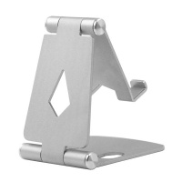 Foldable Aluminum Stand for Smartphone & Mini Tablets - Silver Photo
