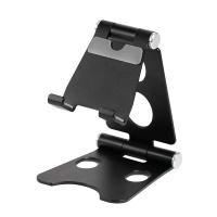 Multi-Angle Foldable Aluminum Stand For Smartphone & Mini Tablets - Black Photo