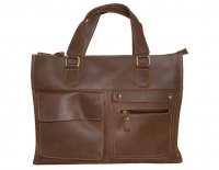 Fino 15" Genuine Leather Messenger Laptop Bag - Coffee Photo