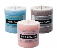 Candle Pillar Round Scented 7x7cm - Set of 3 Photo
