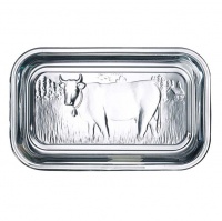 Luminarc Clear Glass Butter Dish With Cow Decal Photo