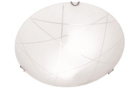 Line Patterned Alabaster Glass Ceiling Fitting With Chrome Clips Photo