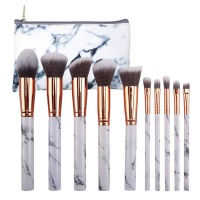 Professional 10 Piece Marble Brush Set with Storage Pouch - White Photo