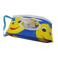 Wetwipes Bag - Blue with Yellow Smiley Faces Photo