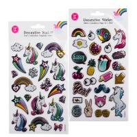 Bulk Pack x 2 Sticker Embossed Foil Puffy Unicorn Photo