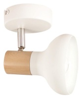 White Metal with Wood Finish and Polished Chrome Spotlight Photo