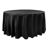 Satin Round Tablecloth 3.4m- Black Photo