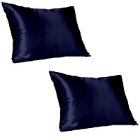 Navy Satin Pillow Slip - Standard Photo