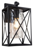 Black Down Facing Lantern with Textured Clear Glass Photo