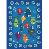 Carpet City Blue Alphabetic Bubble and Numbered Fish Kiddies Rug 100x160 cm Photo