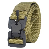 Super Magnetic Buckle Quick-Release Nylon Canvas Military Belt - Brown Photo