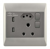 16 Amp Single Plug And New RSA Plug 2x USB Ports For 4 X 4 Electrical Box Photo