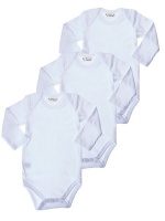 Infants White Long Sleeve Bodyvest 3 Pack Photo