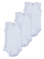 Infants White Sleeveless Bodyvest 3 Pack Photo