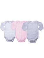 Infants Pink Grey & Grey Stripe Long Sleeve 3PK Bodyvest Photo