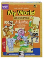 RGS Group My World Wildlife Wooden Puzzle - 4 X 9-10 Piece Puzzles Photo