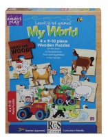 RGS Group My World Wooden Puzzle - 4 X 9-10 Piece Puzzles Photo