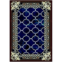 Carpet City Dark Blue Patterned Rug with Brown Border 160 x 230cm Photo
