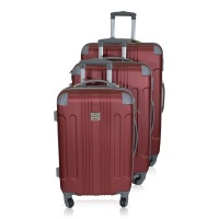 3 Piece Hard Outer Shell Lightweight Luggage Set - Red Photo