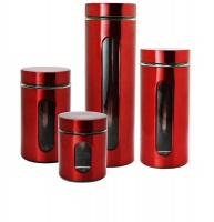 Continental Homeware - 4Piece Canister Set with Window Photo