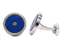 Androgyny Silver-plated Cufflinks with Blue Resin VC6566 Photo