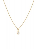 9ct Gold CZ Solitaire Pendant on Chain. Photo