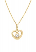 9ct Gold CZ Open Heart Pendant On Chain. Photo