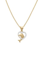 9ct Two-Tone Gold Dolphin/Heart Pendant on Chain. Photo