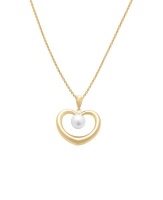 9ct/925 Gold Fusion Open Heart/Pearl Pendant on Chain. Photo
