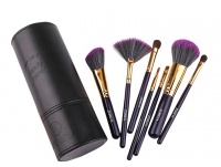 Makeup Brush Set By Zoreya - Black & Purple - 7 Piece Set With Brush Holder Photo