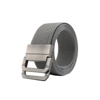 Double Loop Metal Buckle Canvas Tactical Belt-Gray Photo