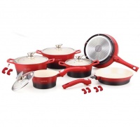 Royalty Line 16 Piece Ceramic Coating Cookware Set - Red and Black Photo