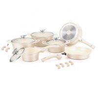 Royalty Line 16 Piece Ceramic Coating Cookware Set - Cream Photo