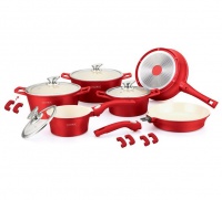 Royalty Line 16 Piece Ceramic Coating Cookware Set - Red Photo